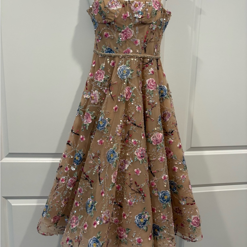 Bronx and Banco Mademoiselle Beaded Embroidered Midi Dress